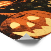 Retro Moonlit Haunted House Pathway ポスター (角)