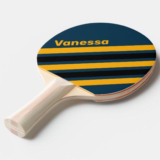 Retro Moonlit Tide Angled Striping with Name 卓球ラケット (正面アングル)