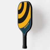 Retro Moonlit Tide Circle Stripe with Name ピックルボールラケット (左)
