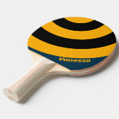 Retro Moonlit Tide Circle Stripe with Name 卓球ラケット (正面アングル)