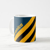 Retro Moonlit Tide  Stripes with Name コーヒーマグカップ (正面左)