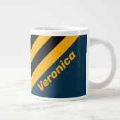 Retro Moonlit Tide  Stripes with Name ジャンボコーヒーマグカップ (右)