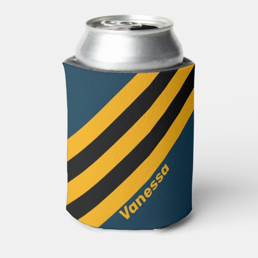 Retro Moonlit Tide  Stripes with Name 缶クーラー (缶裏面)