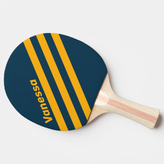 Retro Moonlit Tide Three Angled Striping with Name 卓球ラケット (横)