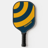 Retro Moonlit Tide Three Circle Stripe with Name ピックルボールラケット (裏面)