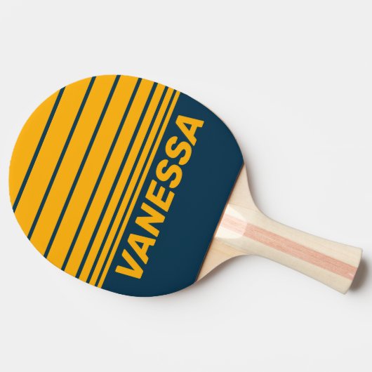 Retro Moonlit Tide Three Horizon Stripe with Name 卓球ラケット (横)