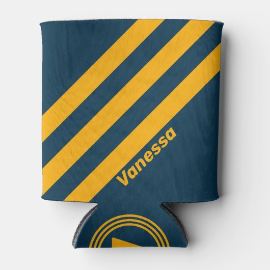 Retro Moonlit Tide Three Stripes with Name 缶クーラー (正面)