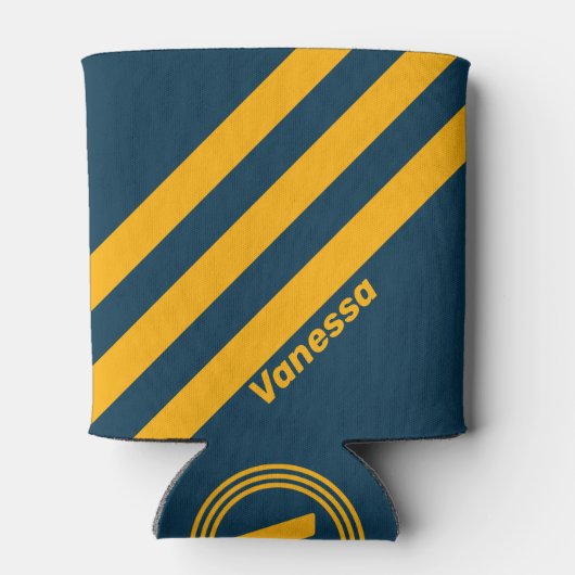 Retro Moonlit Tide Three Stripes with Name 缶クーラー (裏面)