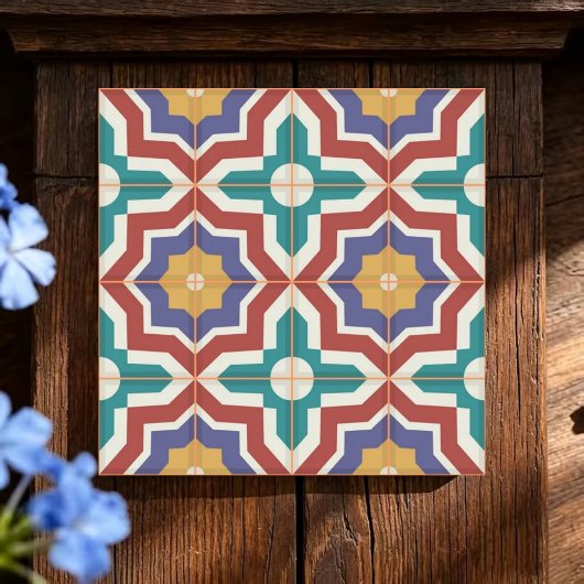 Retro Mosaic Mid Century Geometric Mediterranean タイル