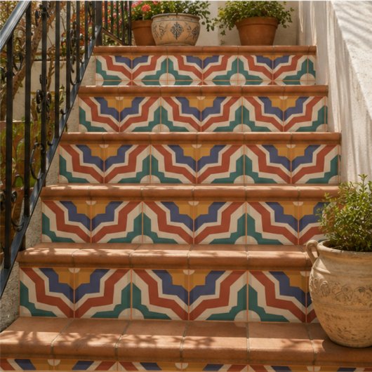Retro Mosaic Mid Century Geometric Mediterranean タイル