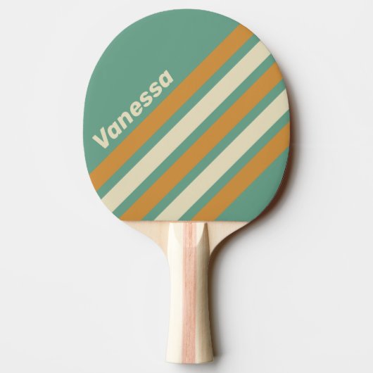 Retro Moss Angled Striping with Name 卓球ラケット (裏面)