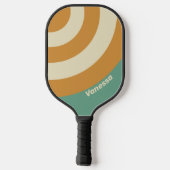 Retro Moss Circle Stripe with Name ピックルボールラケット (裏面)