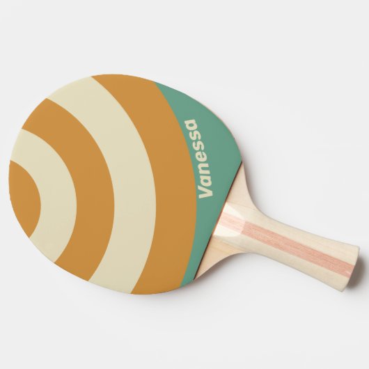 Retro Moss Circle Stripe with Name 卓球ラケット (横)