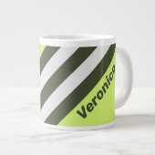 Retro Moss Fade Stripes with Name ジャンボコーヒーマグカップ (正面右)