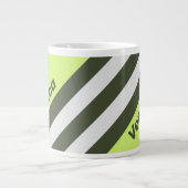 Retro Moss Fade Stripes with Name ジャンボコーヒーマグカップ (正面)