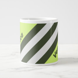 Retro Moss Fade Stripes with Name ジャンボコーヒーマグカップ