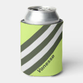 Retro Moss Fade Stripes with Name 缶クーラー (缶正面)