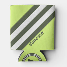 Retro Moss Fade Stripes with Name 缶クーラー