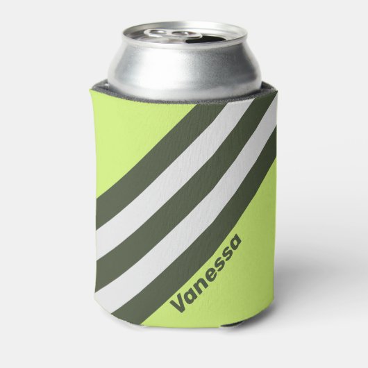Retro Moss Fade Stripes with Name 缶クーラー (缶裏面)