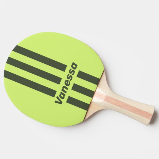 Retro Moss Fade Three Pin Stripes with Name 卓球ラケット (横)