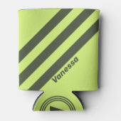 Retro Moss Fade Three Stripes with Name 缶クーラー (正面)