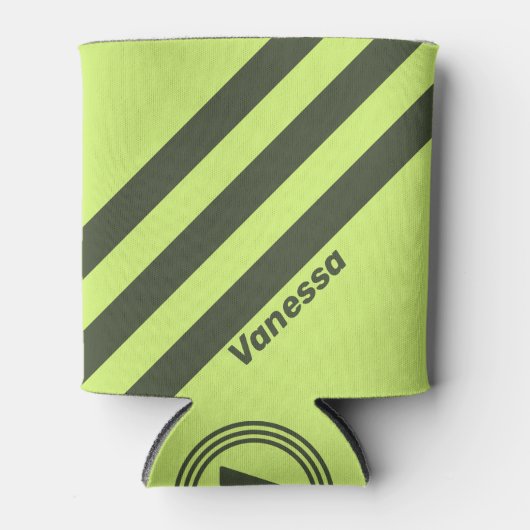 Retro Moss Fade Three Stripes with Name 缶クーラー (正面)