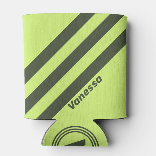 Retro Moss Fade Three Stripes with Name 缶クーラー (裏面)