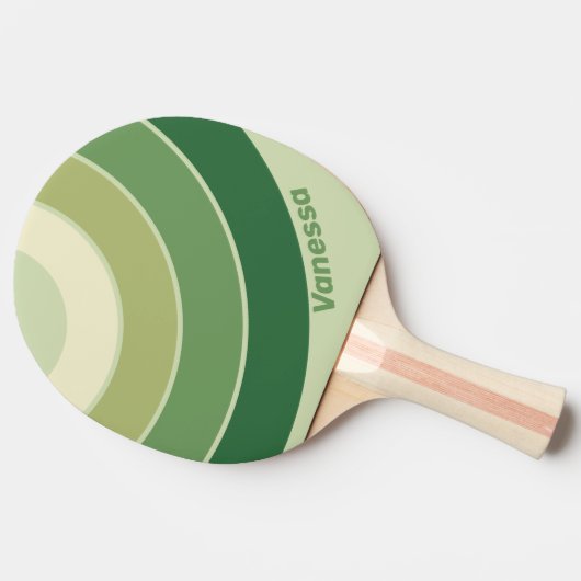 Retro Moss Rainbow Circle Stripe with Name 卓球ラケット (横)