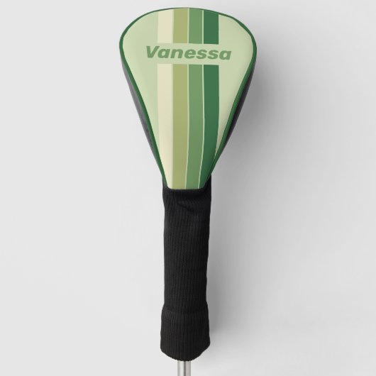 Retro Moss Rainbow Pin Striping with Name ゴルフヘッドカバー (正面)