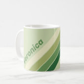 Retro Moss Rainbow Stripes with Name コーヒーマグカップ (正面左)