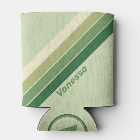 Retro Moss Rainbow Stripes with Name 缶クーラー (裏面)