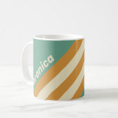 Retro Moss Stripes with Name コーヒーマグカップ (正面左)