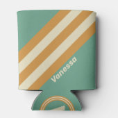 Retro Moss Stripes with Name 缶クーラー (裏面)