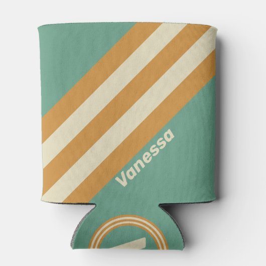 Retro Moss Stripes with Name 缶クーラー (裏面)