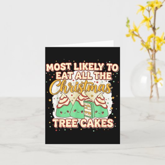 Retro Most Likely To Eat All The Christmas Tree Ca カード (黄色い花)