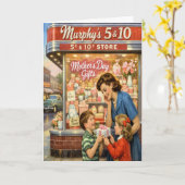 Retro Mother's Day Photo Greeting Card カード (黄色い花)