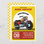 Retro motorcycle baby shower Invitation 招待状 (正面/裏面)
