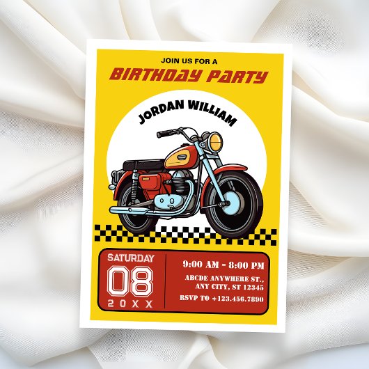 Retro motorcycle birthday Invitation 招待状