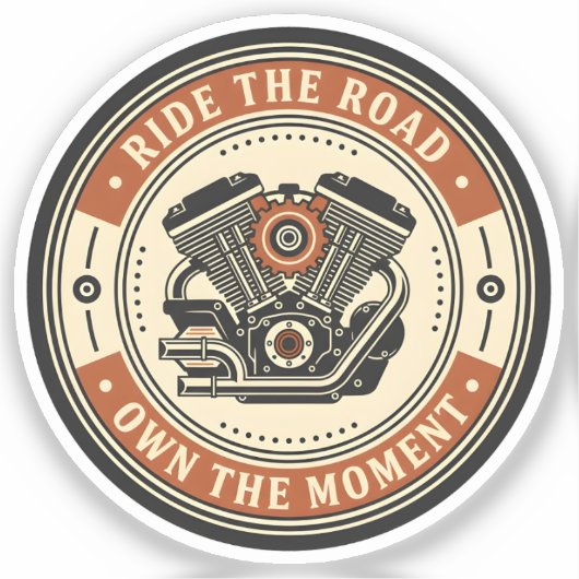 Retro Motorcycle Engine Badge Style シール (正面)