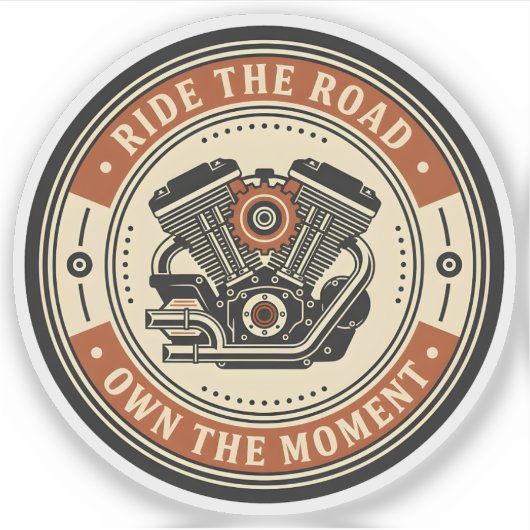 Retro Motorcycle Engine Badge Style シール (正面)