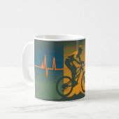 Retro Mountain Biker Heartbeat コーヒーマグカップ (正面左)