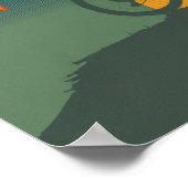 Retro Mountain Biker Heartbeat ポスター (角)