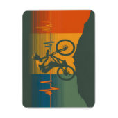Retro Mountain Biker Heartbeat マグネット (縦)