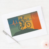 Retro Mountain Biker Heartbeat 長方形シール (封筒)