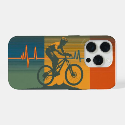 Retro Mountain Biker Heartbeat iPhoneケース (裏面横)