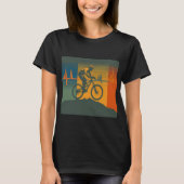 Retro Mountain Biker Heartbeat Tシャツ (正面)