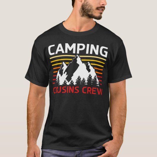 Retro Mountain Camprip Camping Cousins Crew boy Tシャツ (正面)