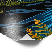 Retro Mountain Landscape Illustration Red Blue フォトプリント (角)