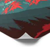 Retro Mountain Landscape Red Blue Poster ポスター (角)