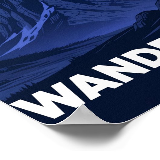 Retro Mountain Nightscape Wanderlust ポスター (角)